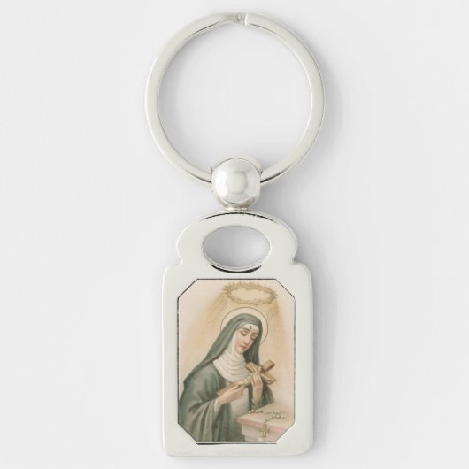 St. Rita van Cascia (M 015) Rechthoekig metaal Sleutelhanger (Voorkant)