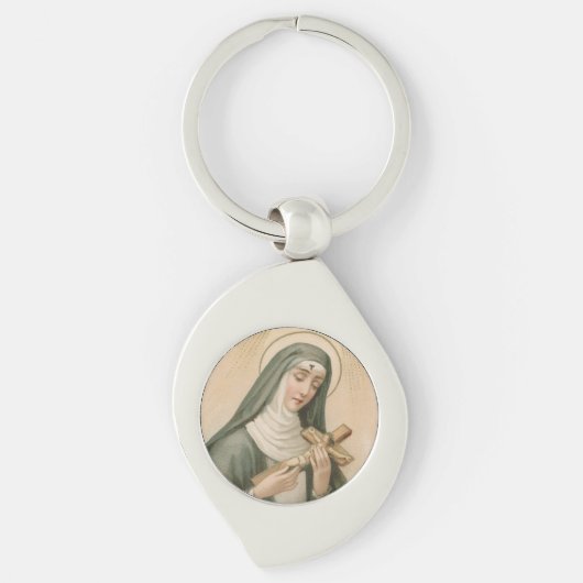 St. Rita van Cascia (M 015) Swirl Metal Sleutelhanger (Voorkant)