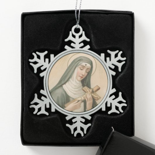 St. Rita van Cascia (M 015) Tin Sneeuwvlok Ornament (Kistje)