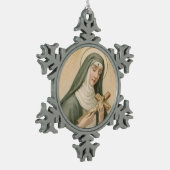St. Rita van Cascia (M 015) Tin Sneeuwvlok Ornament (Links)