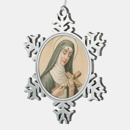St. Rita van Cascia (M 015) Tin Sneeuwvlok Ornament (Rechts)
