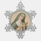 St. Rita van Cascia (M 015) Tin Sneeuwvlok Ornament (Voorkant)