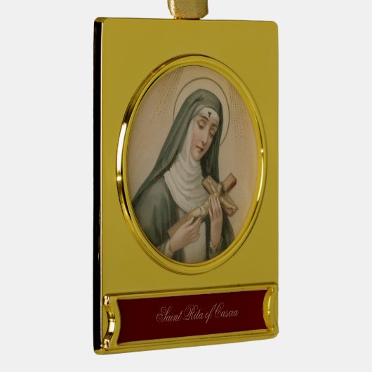 St. Rita van Cascia (M 015) Verguld Banner Ornament (Rechts)
