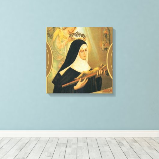 St. Rita van Cascia w/Crown of Thorns Angel Canvas Afdruk (Insitu (Houten vloer))