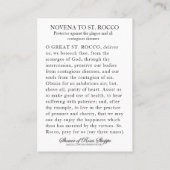 St. Rocco Roch Gebed tegen Corona Virus Kaart Visitekaartje (Achterkant)