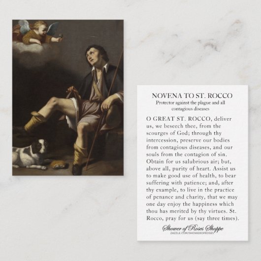 St. Rocco Roch Gebed tegen Corona Virus Pest Visitekaartje (Voorkant / Achterkant)