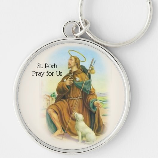 St. Roch Rocco: Italiaans Patron Saint of Dogs Sleutelhanger (Voorkant)