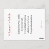 St. Romanos Prayer Card Briefkaart (Achterkant)