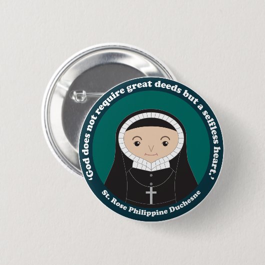 St. Roos Philippine Duchesne Ronde Button 5,7 Cm (Voorkant /achterkant)