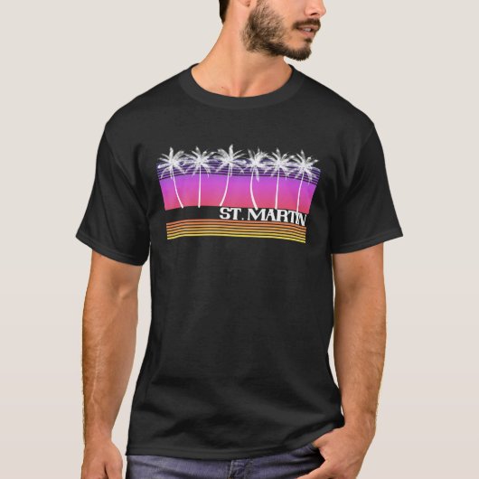 St. Saint Martin Island Retro Beach  Sunset T-shirt (Voorkant)