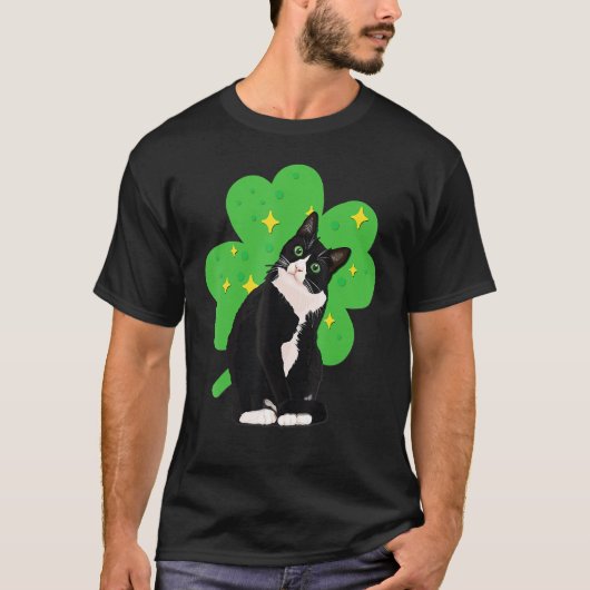 St Saint Patrick's Day Tuxedo Cat Mannen Vrouwen K T-shirt (Voorkant)