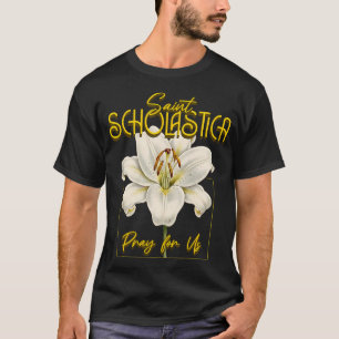 St. Scholastica Heiligen Katholieke Lelie Zuiverhe T-shirt