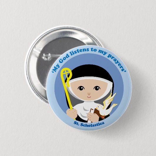 St. Scholastica Ronde Button 5,7 Cm (Voorkant /achterkant)