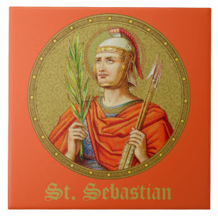 St. Sebastiaan (SNV 24) (Rond beeld) Tegel 1 Tegeltje