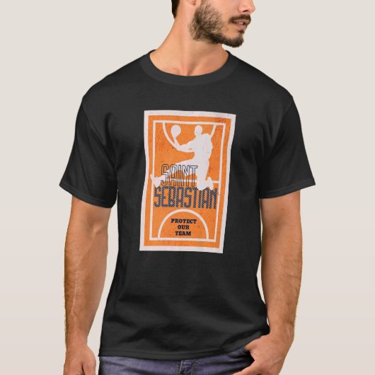 St Sebastian Basketball Dunk Patron Saint Sport T-shirt (Voorkant)