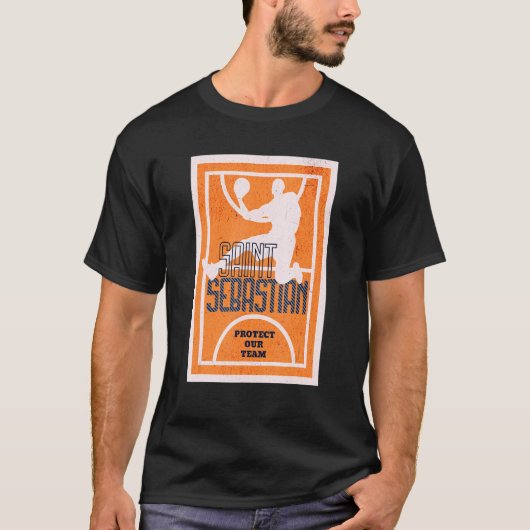 St Sebastian Basketball Dunk Patron Saint Sport T-shirt (Voorkant)
