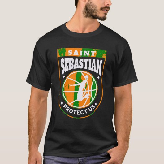 St Sebastian Basketball Dunk Patron Saint Sport T-shirt (Voorkant)