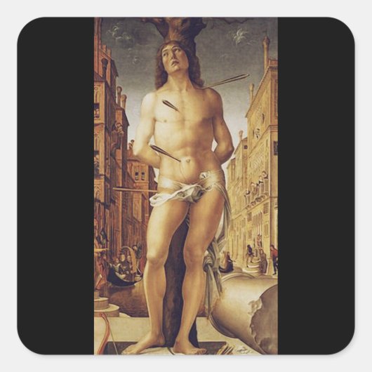 St Sebastian by Liberale Da Verona Vierkante Sticker (Voorkant)