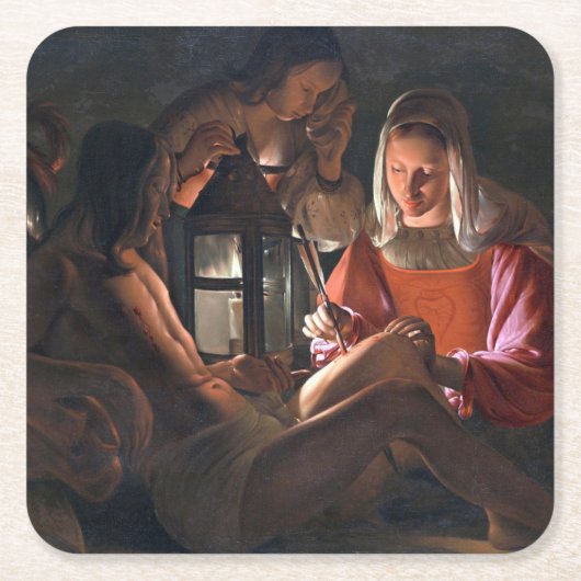 St. Sebastian Embraced by Irene, La Tour Kartonnen Onderzetters (Voorkant)