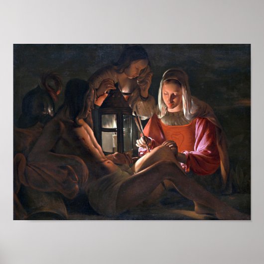 St. Sebastian Embraced by Irene, La Tour Poster (Voorkant)