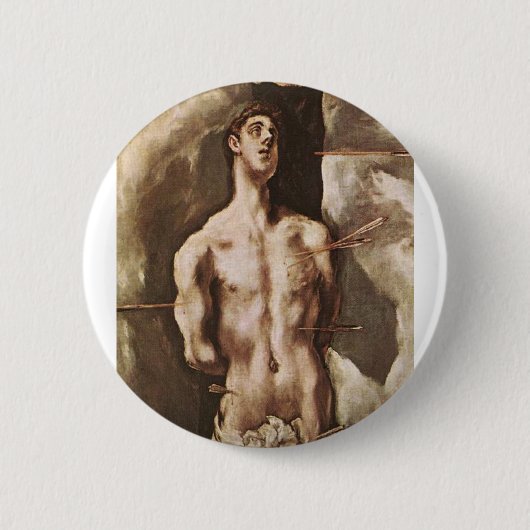 St Sebastian Ronde Button 5,7 Cm (Voorkant)