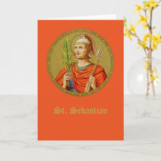 St. Sebastian (SNV24) (RndIm) Blank Wenskaart Kaart (Gele Bloem)