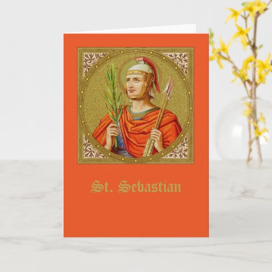 St. Sebastian (SNV 24) (SqIm) Vert Blank Groet Kaart (Gele Bloem)
