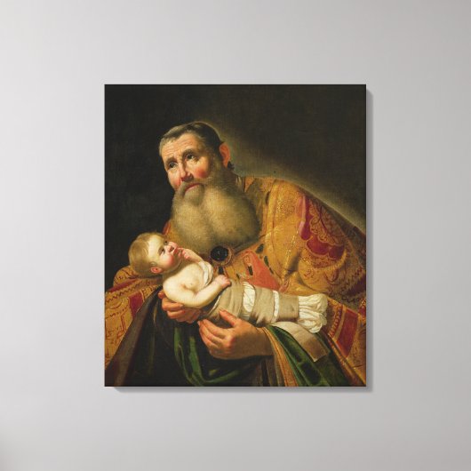 St. Simeon presenteert de Baby Christus Canvas Afdruk (Voorkant)