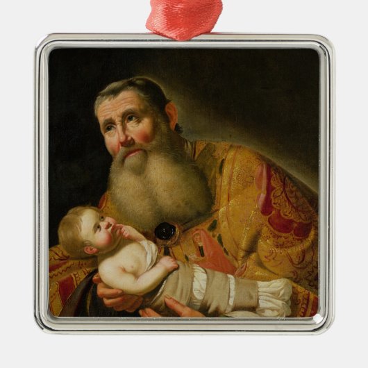 St. Simeon presenteert de Baby Christus Metalen Ornament (Voorkant)