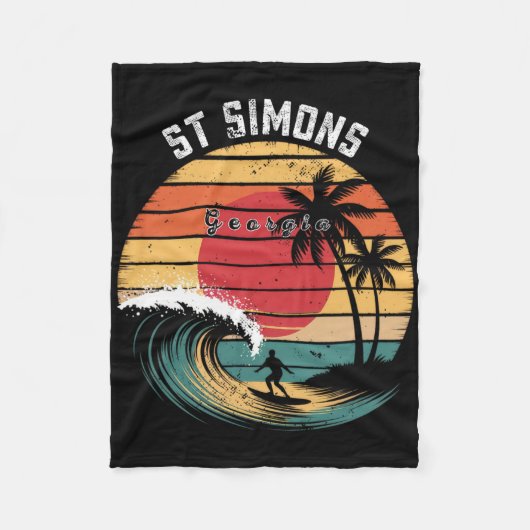 St Simons Beach Georgia Strand Surfen Fleece Deken (Voorkant)