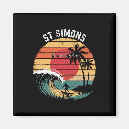 St Simons Beach Georgia Strand Surfen Magneet (Voorkant)
