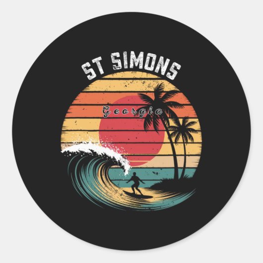 St Simons Beach Georgia Strand Surfen  Ronde Sticker (Voorkant)