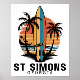 St Simons Beach Georgia Surfen Surfer _1  Poster