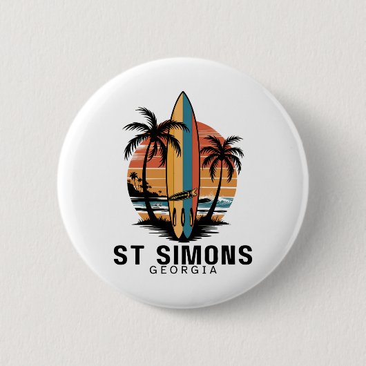St Simons Beach Georgia Surfen Surfer _1 Ronde Button 5,7 Cm (Voorkant)