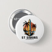 St Simons Beach Georgia Surfen Surfer _1 Ronde Button 5,7 Cm (Voorkant /achterkant)