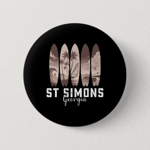 St Simons Beach Georgia Surfplank Mannen Vrouwen S Ronde Button 5,7 Cm