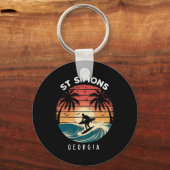St Simons Beach Georgia Surfplankgolven Strand Sleutelhanger (Voorkant)