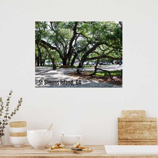St Simons GA Wandering Oak Foto Poster (Keuken)