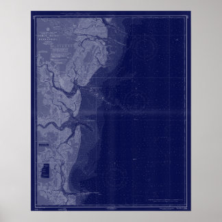 St Simons Georgia Map Nautical Chart Blue Art Poster