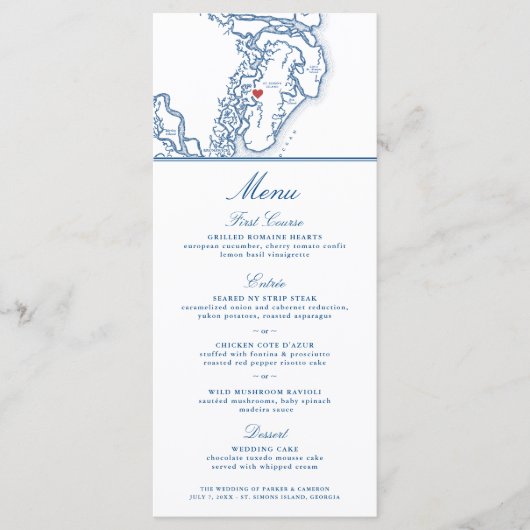 St. Simons Island en Zee Island Kaart Bruiloft (Voorkant)