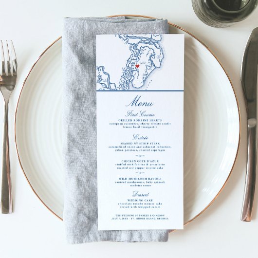 St. Simons Island en Zee Island Kaart Bruiloft