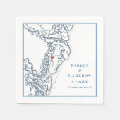St. Simons Island GA Kaart Elegante Navy Blue Wedd Servet (Voorkant)