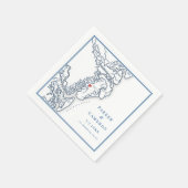 St. Simons Island GA Kaart Elegante Navy Blue Wedd Servet (Hoek)