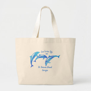 St. Simons Island GA speelse dolfijnen Grote Tote Bag