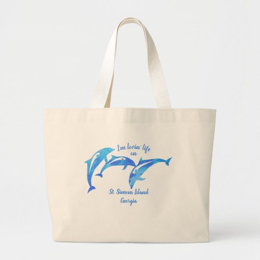 St. Simons Island GA speelse dolfijnen Grote Tote Bag (Voorkant)