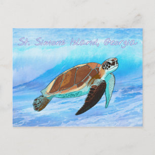 St. Simons Island, GA Zee Turtle Briefkaart
