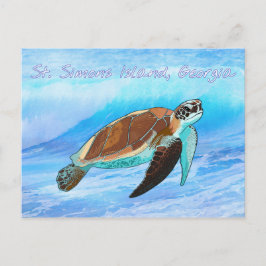 St. Simons Island, GA Zee Turtle Briefkaart