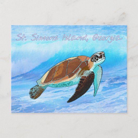 St. Simons Island, GA Zee Turtle Briefkaart (Voorkant)