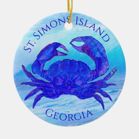 St Simons Island, Georgia Crab en Ocean Waves Keramisch Ornament (Voorkant)