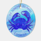 St Simons Island, Georgia Crab en Ocean Waves Keramisch Ornament (Links)
